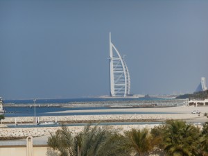 View to the 7 Star hotel from Palm Jumeirah.