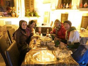 Our travel table at Christmas in Shiraz Iran.